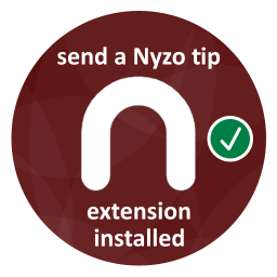 Nyzo image indicating this page accepts tips and the browser extension is installed and activated